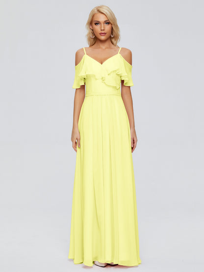 Katherine Spaghetti Straps Ruffles Chiffon Bridesmaid Dresses