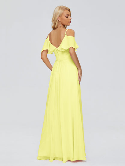 Katherine Spaghetti Straps Ruffles Chiffon Bridesmaid Dresses
