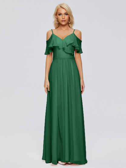 Katherine Spaghetti Straps Ruffles Chiffon Bridesmaid Dresses