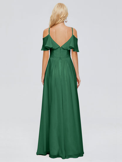 Katherine Spaghetti Straps Ruffles Chiffon Bridesmaid Dresses