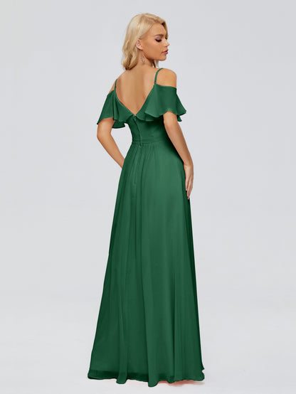 Katherine Spaghetti Straps Ruffles Chiffon Bridesmaid Dresses
