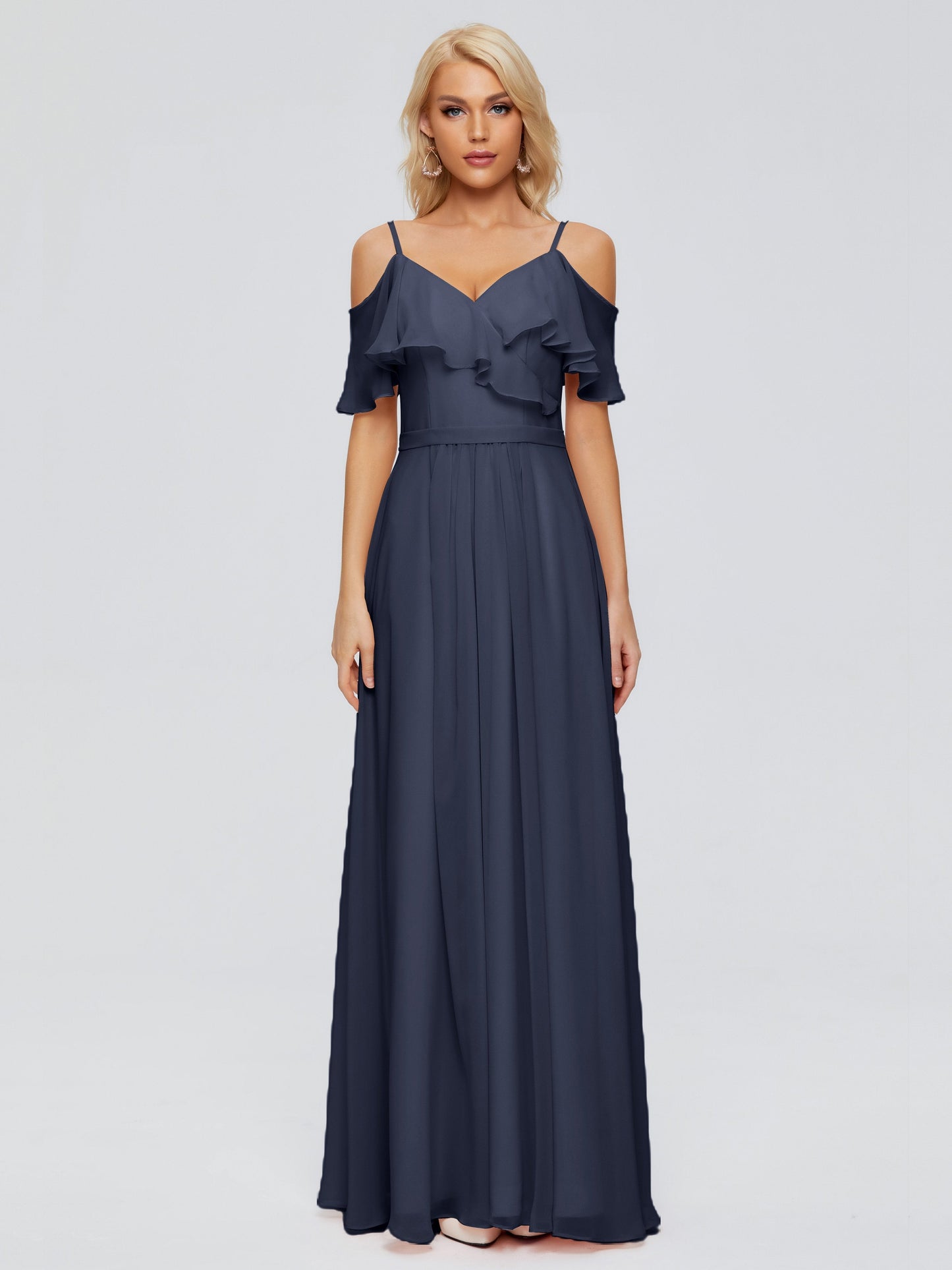 Katherine Spaghetti Straps Ruffles Chiffon Bridesmaid Dresses