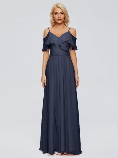 Katherine Spaghetti Straps Ruffles Chiffon Bridesmaid Dresses