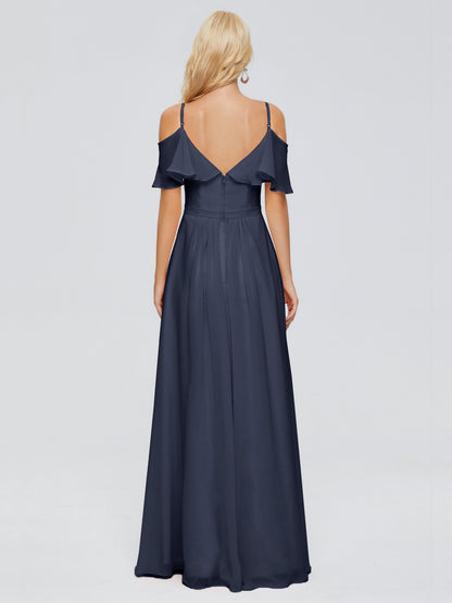 Katherine Spaghetti Straps Ruffles Chiffon Bridesmaid Dresses