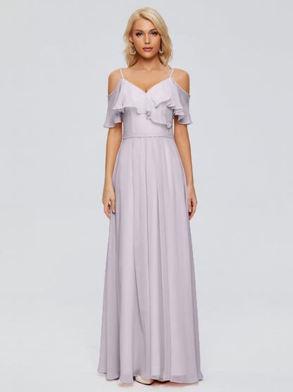 Katherine Spaghetti Straps Ruffles Chiffon Bridesmaid Dresses