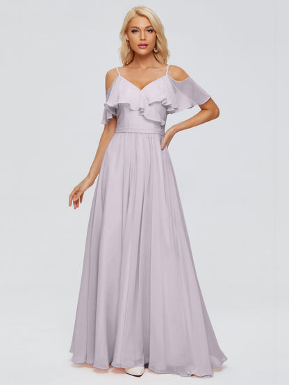 Katherine Spaghetti Straps Ruffles Chiffon Bridesmaid Dresses
