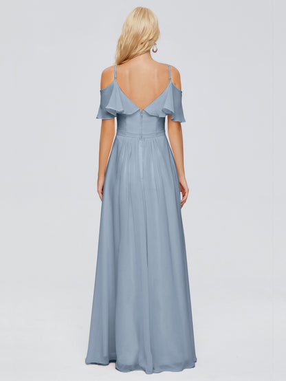 Katherine Spaghetti Straps Ruffles Chiffon Bridesmaid Dresses