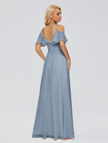 Katherine Spaghetti Straps Ruffles Chiffon Bridesmaid Dresses