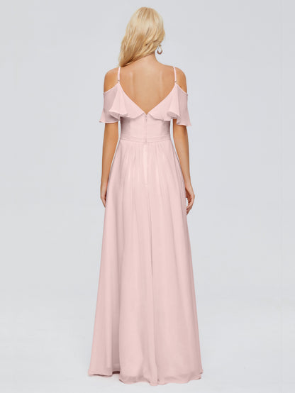 Katherine Spaghetti Straps Ruffles Chiffon Bridesmaid Dresses