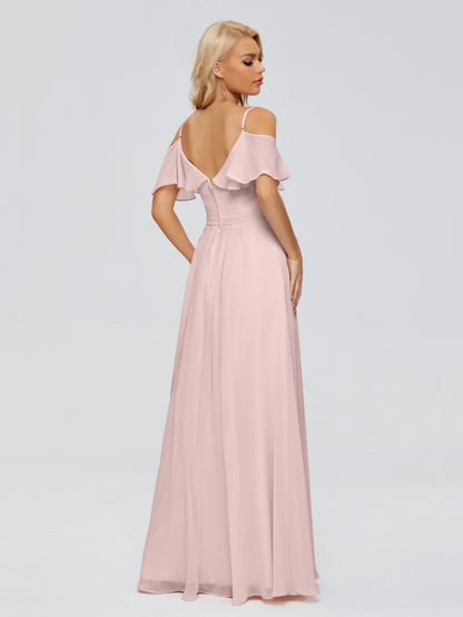Katherine Spaghetti Straps Ruffles Chiffon Bridesmaid Dresses
