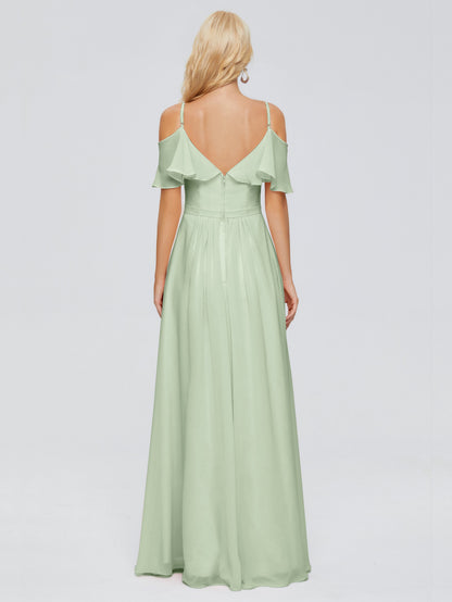 Katherine Spaghetti Straps Ruffles Chiffon Bridesmaid Dresses