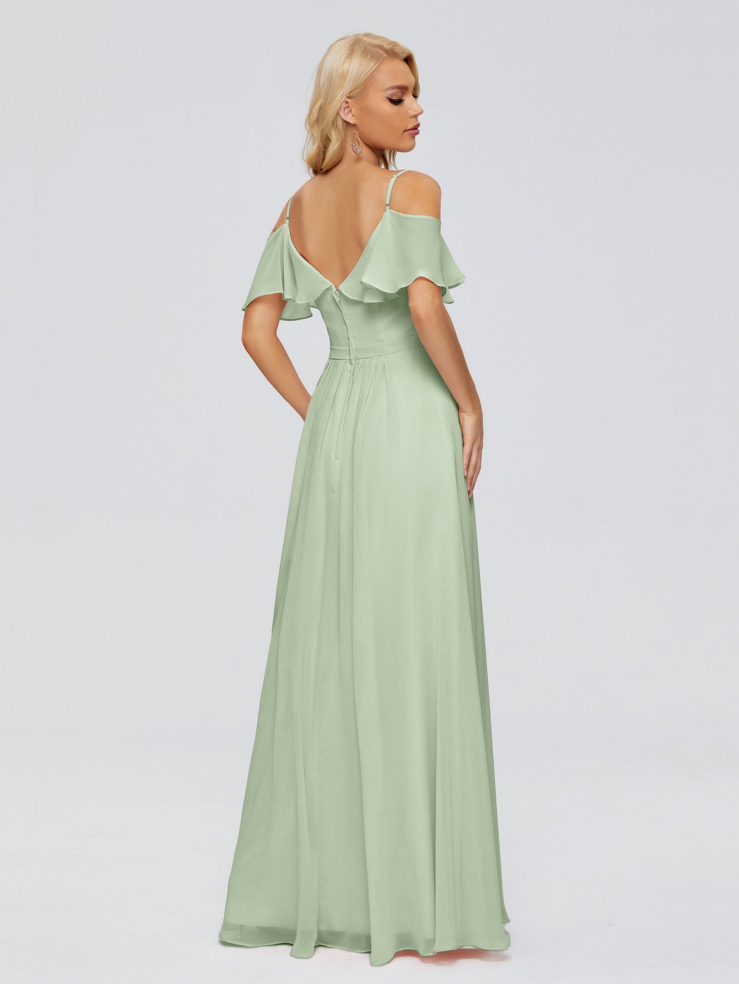 Katherine Spaghetti Straps Ruffles Chiffon Bridesmaid Dresses