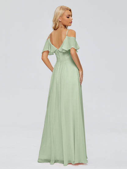 Katherine Spaghetti Straps Ruffles Chiffon Bridesmaid Dresses