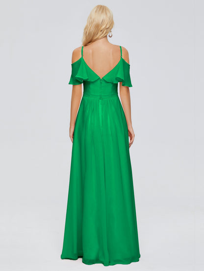 Katherine Spaghetti Straps Ruffles Chiffon Bridesmaid Dresses