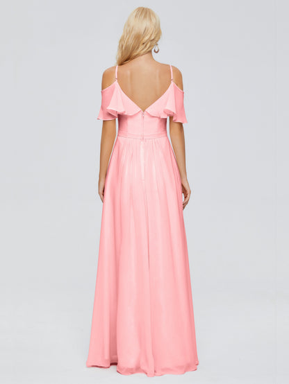 Katherine Spaghetti Straps Ruffles Chiffon Bridesmaid Dresses