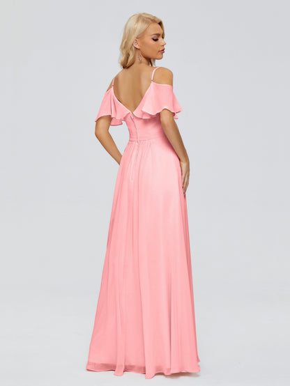 Katherine Spaghetti Straps Ruffles Chiffon Bridesmaid Dresses
