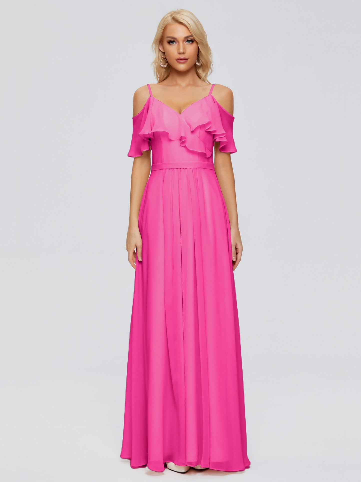 Katherine Spaghetti Straps Ruffles Chiffon Bridesmaid Dresses