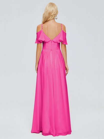 Katherine Spaghetti Straps Ruffles Chiffon Bridesmaid Dresses