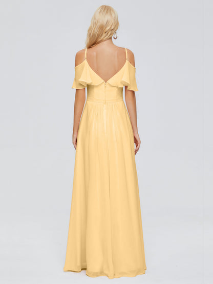 Katherine Spaghetti Straps Ruffles Chiffon Bridesmaid Dresses