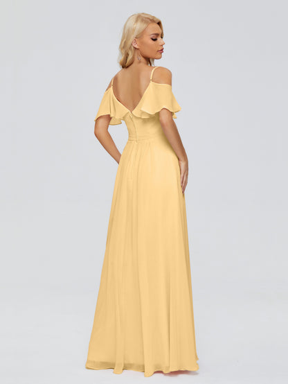 Katherine Spaghetti Straps Ruffles Chiffon Bridesmaid Dresses
