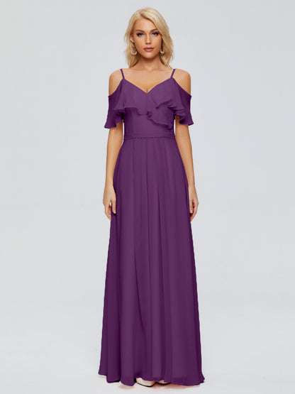 Katherine Spaghetti Straps Ruffles Chiffon Bridesmaid Dresses