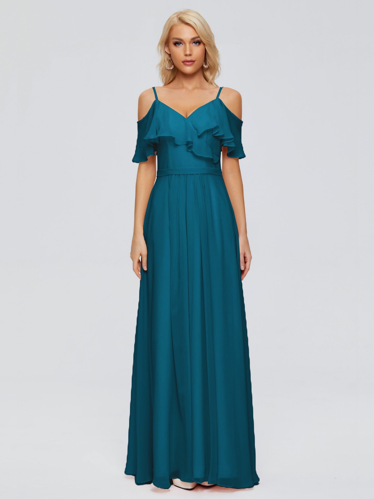 Katherine Spaghetti Straps Ruffles Chiffon Bridesmaid Dresses