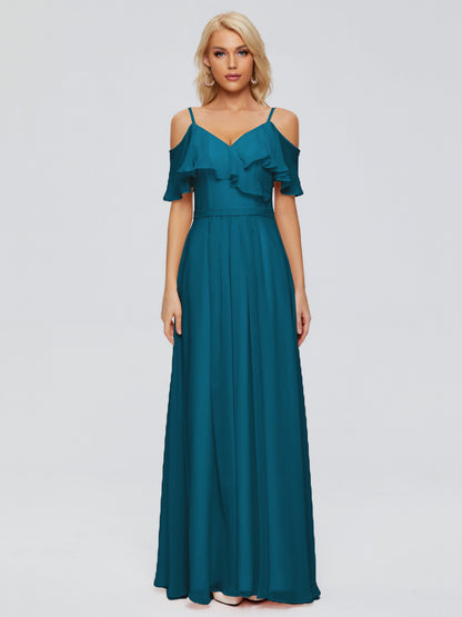 Katherine Spaghetti Straps Ruffles Chiffon Bridesmaid Dresses