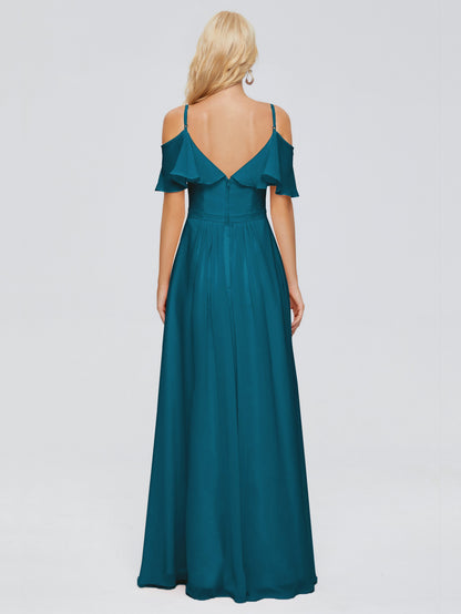 Katherine Spaghetti Straps Ruffles Chiffon Bridesmaid Dresses