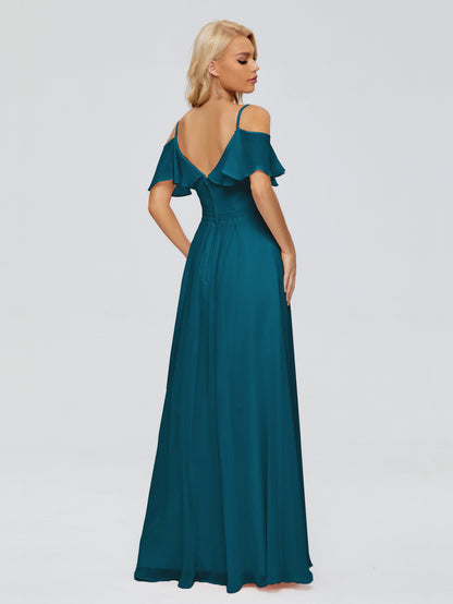 Katherine Spaghetti Straps Ruffles Chiffon Bridesmaid Dresses