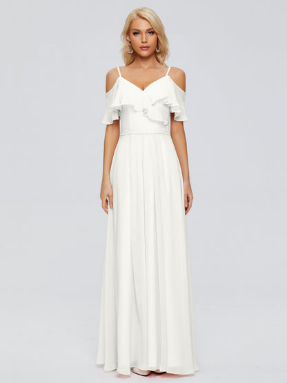 Katherine Spaghetti Straps Ruffles Chiffon Bridesmaid Dresses