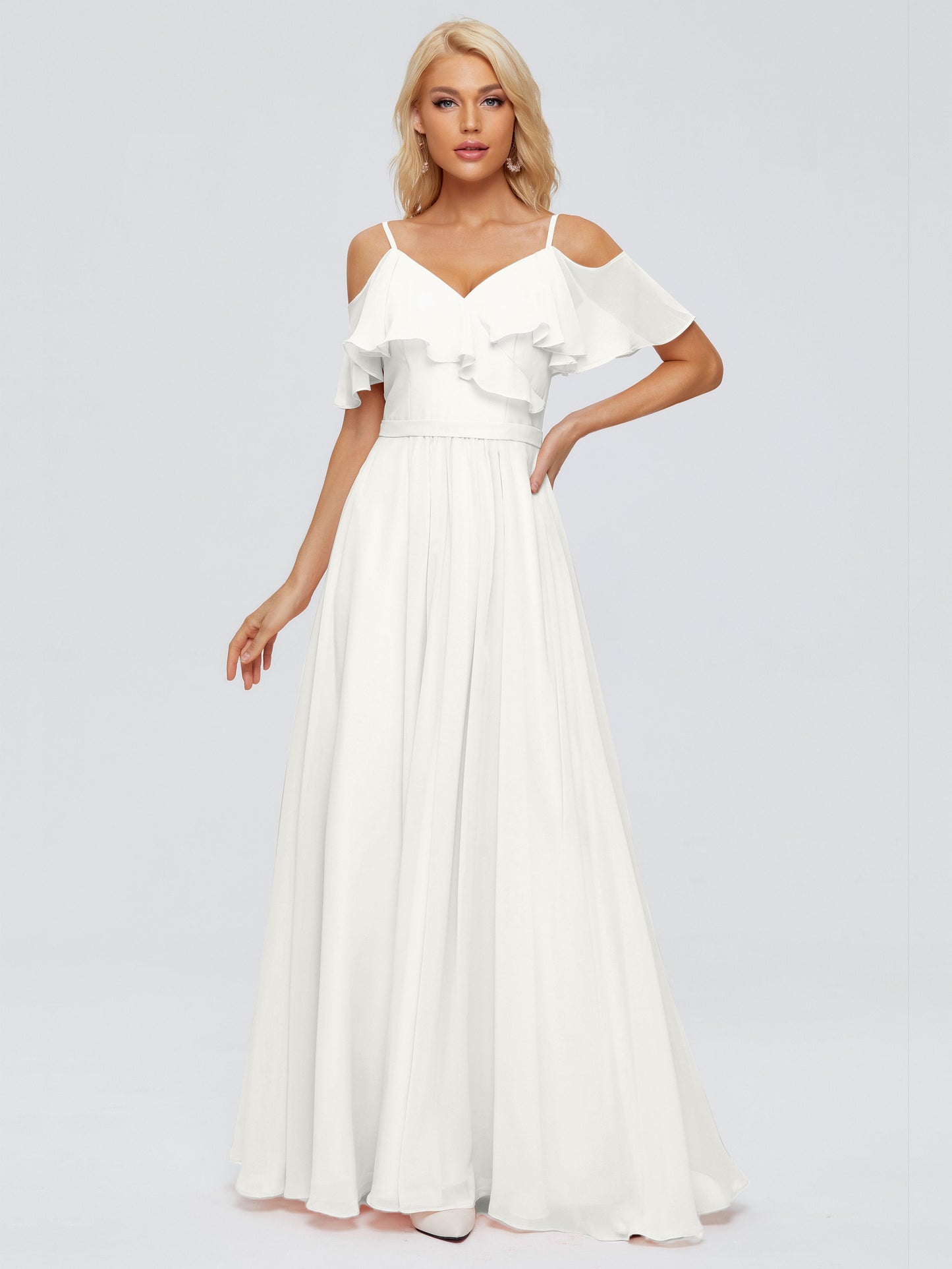 Katherine Spaghetti Straps Ruffles Chiffon Bridesmaid Dresses