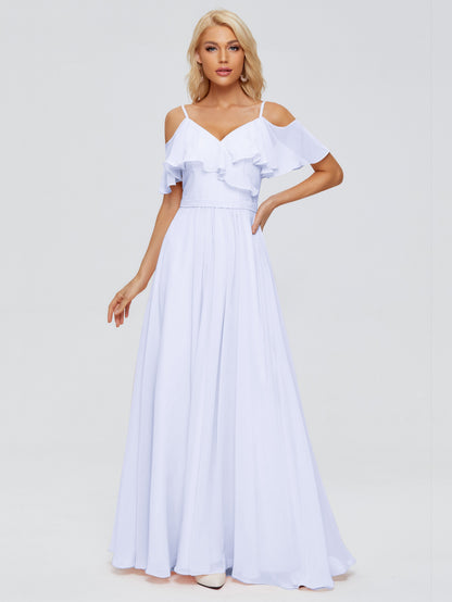 Katherine Spaghetti Straps Ruffles Chiffon Bridesmaid Dresses