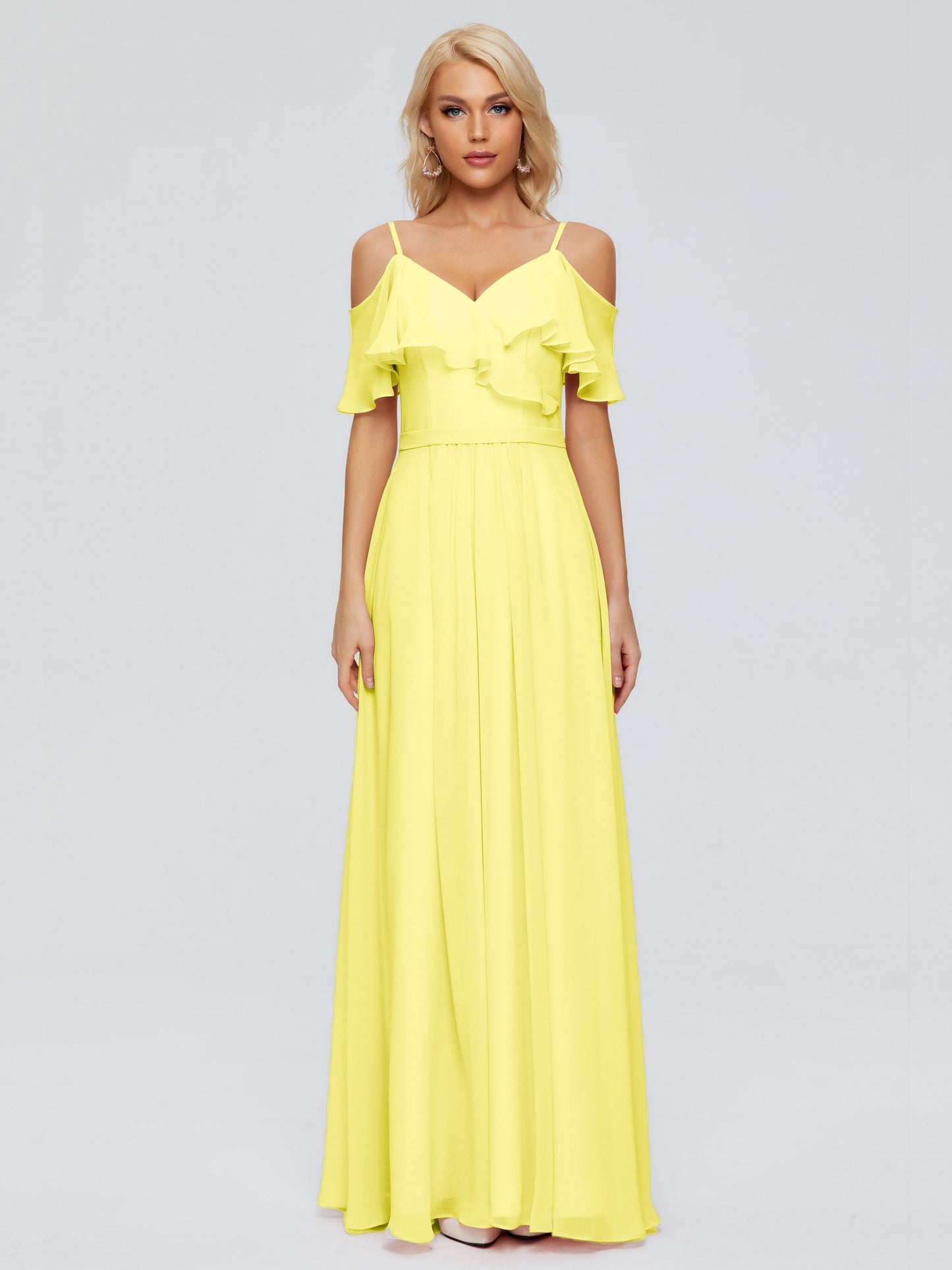 Katherine Spaghetti Straps Ruffles Chiffon Bridesmaid Dresses