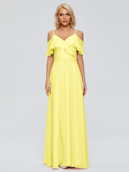 Katherine Spaghetti Straps Ruffles Chiffon Bridesmaid Dresses