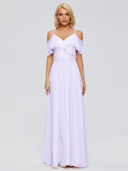 Katherine Spaghetti Straps Ruffles Chiffon Bridesmaid Dresses