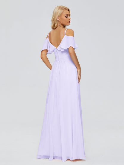 Katherine Spaghetti Straps Ruffles Chiffon Bridesmaid Dresses
