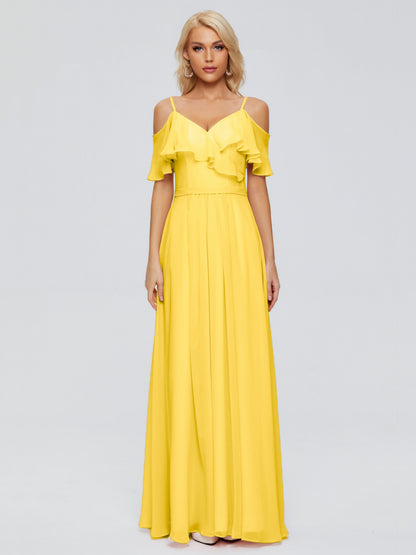 Katherine Spaghetti Straps Ruffles Chiffon Bridesmaid Dresses
