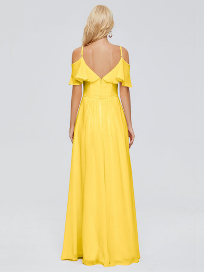 Katherine Spaghetti Straps Ruffles Chiffon Bridesmaid Dresses