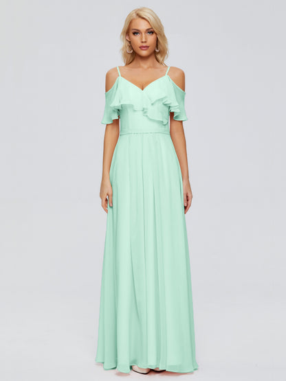 Katherine Spaghetti Straps Ruffles Chiffon Bridesmaid Dresses