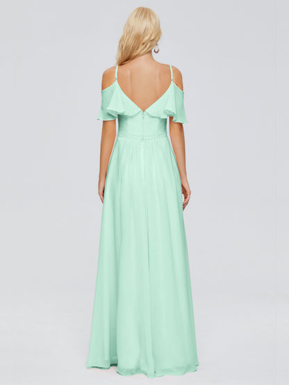 Katherine Spaghetti Straps Ruffles Chiffon Bridesmaid Dresses