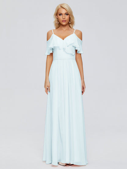 Katherine Spaghetti Straps Ruffles Chiffon Bridesmaid Dresses
