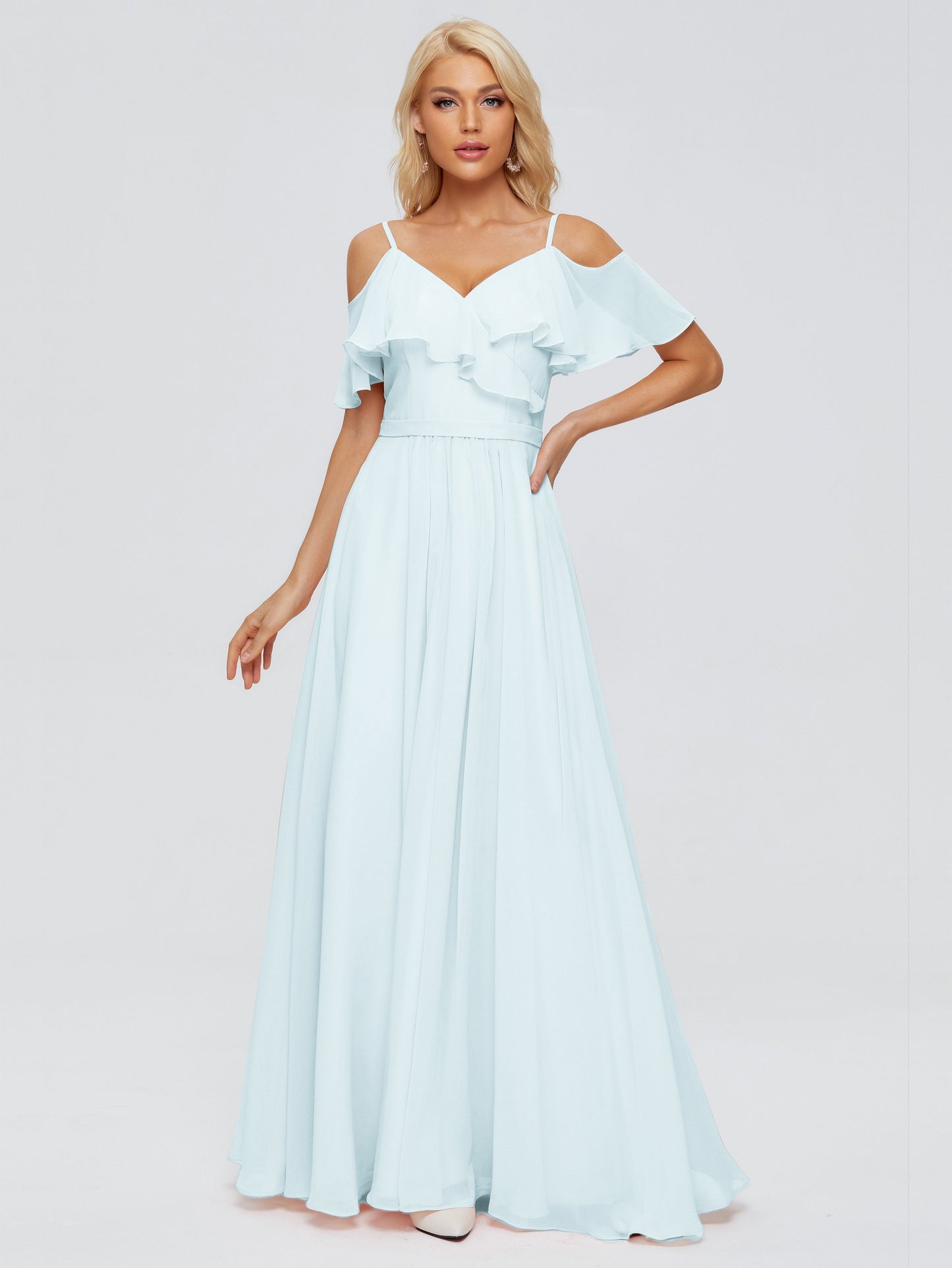 Katherine Spaghetti Straps Ruffles Chiffon Bridesmaid Dresses