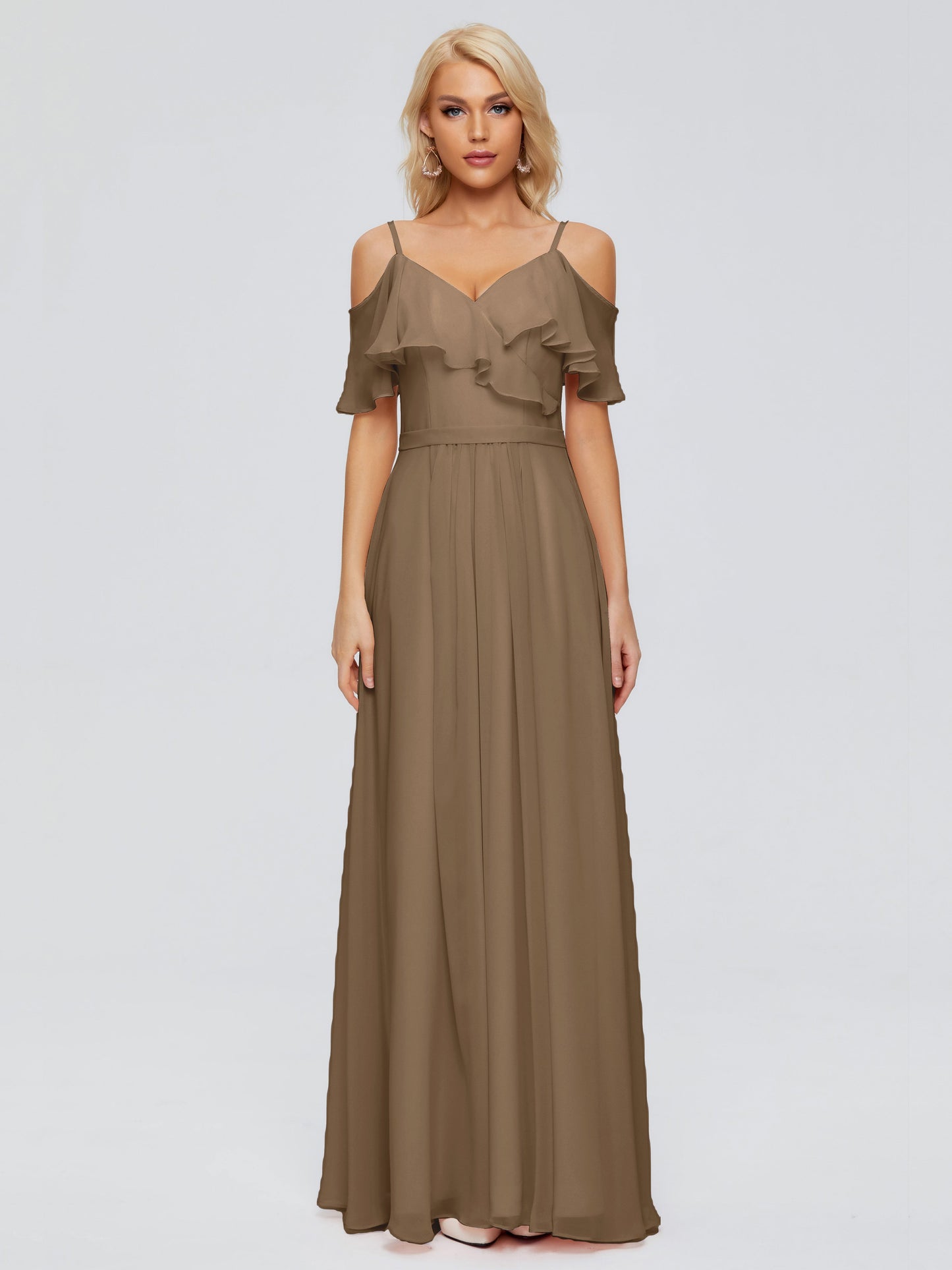 Katherine Spaghetti Straps Ruffles Chiffon Bridesmaid Dresses