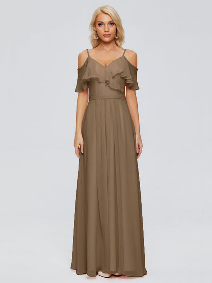 Katherine Spaghetti Straps Ruffles Chiffon Bridesmaid Dresses