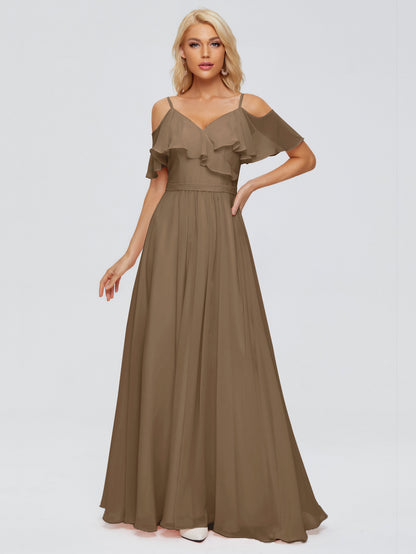 Katherine Spaghetti Straps Ruffles Chiffon Bridesmaid Dresses