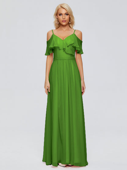 Katherine Spaghetti Straps Ruffles Chiffon Bridesmaid Dresses
