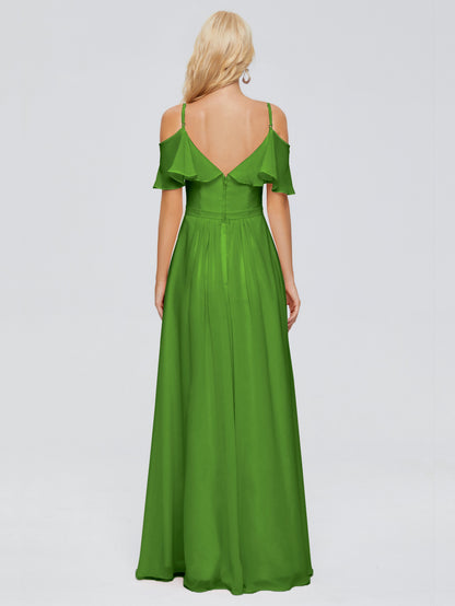Katherine Spaghetti Straps Ruffles Chiffon Bridesmaid Dresses