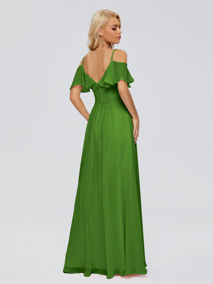 Katherine Spaghetti Straps Ruffles Chiffon Bridesmaid Dresses