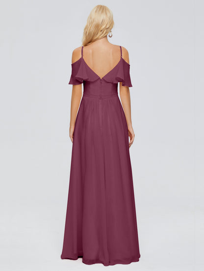 Katherine Spaghetti Straps Ruffles Chiffon Bridesmaid Dresses