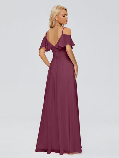 Katherine Spaghetti Straps Ruffles Chiffon Bridesmaid Dresses
